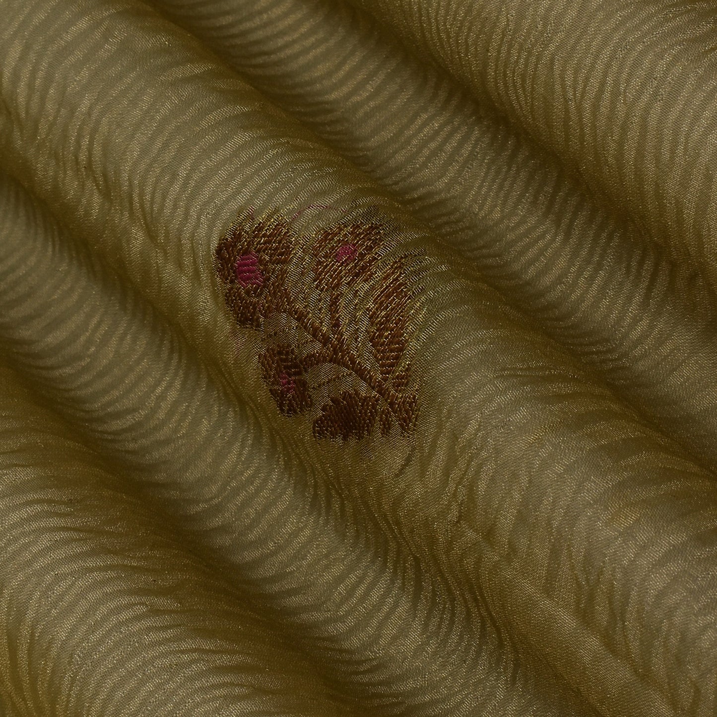 Dirt Brown Color Crush Tissue Boota Fabric