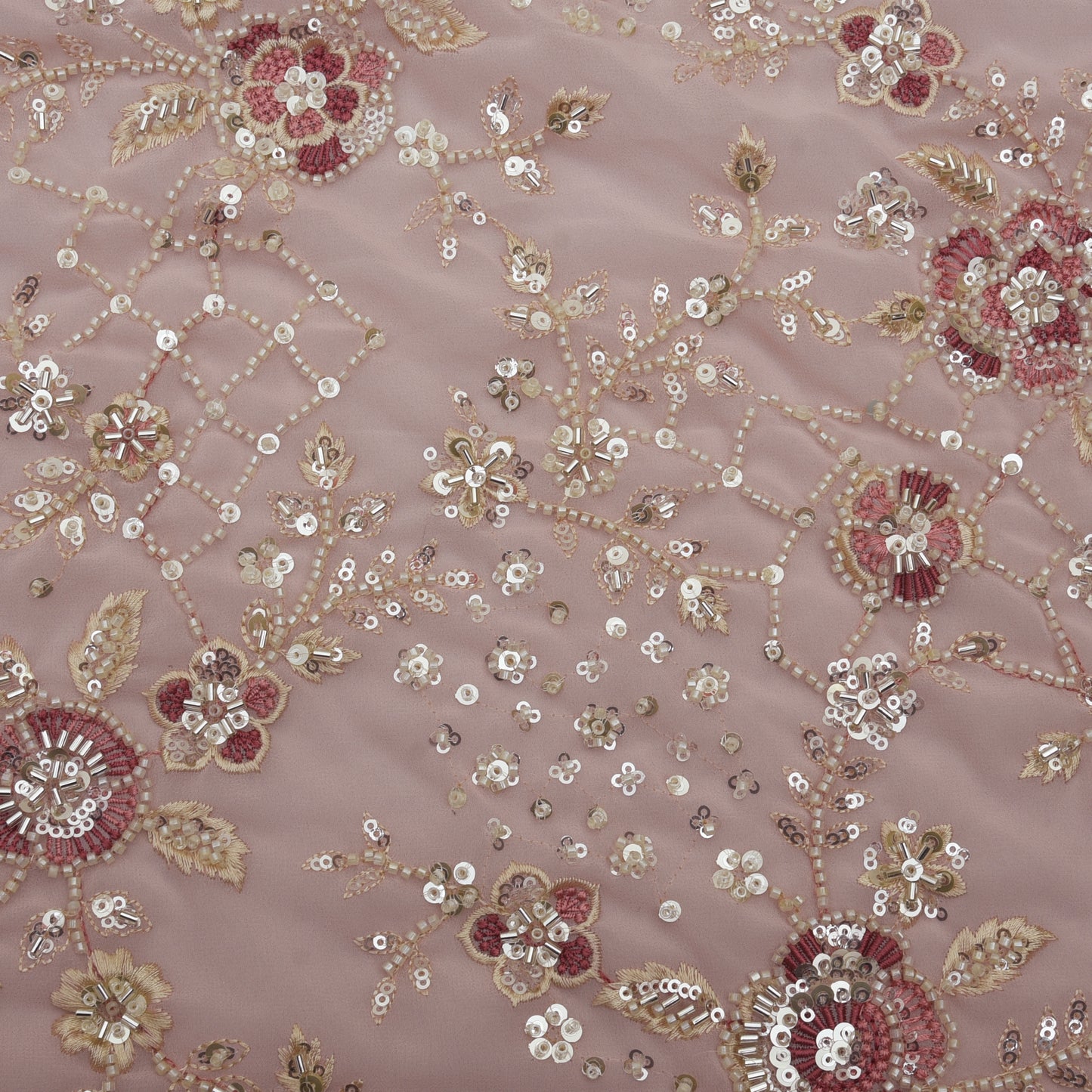 Georgette Sequins Embroidery Fabric