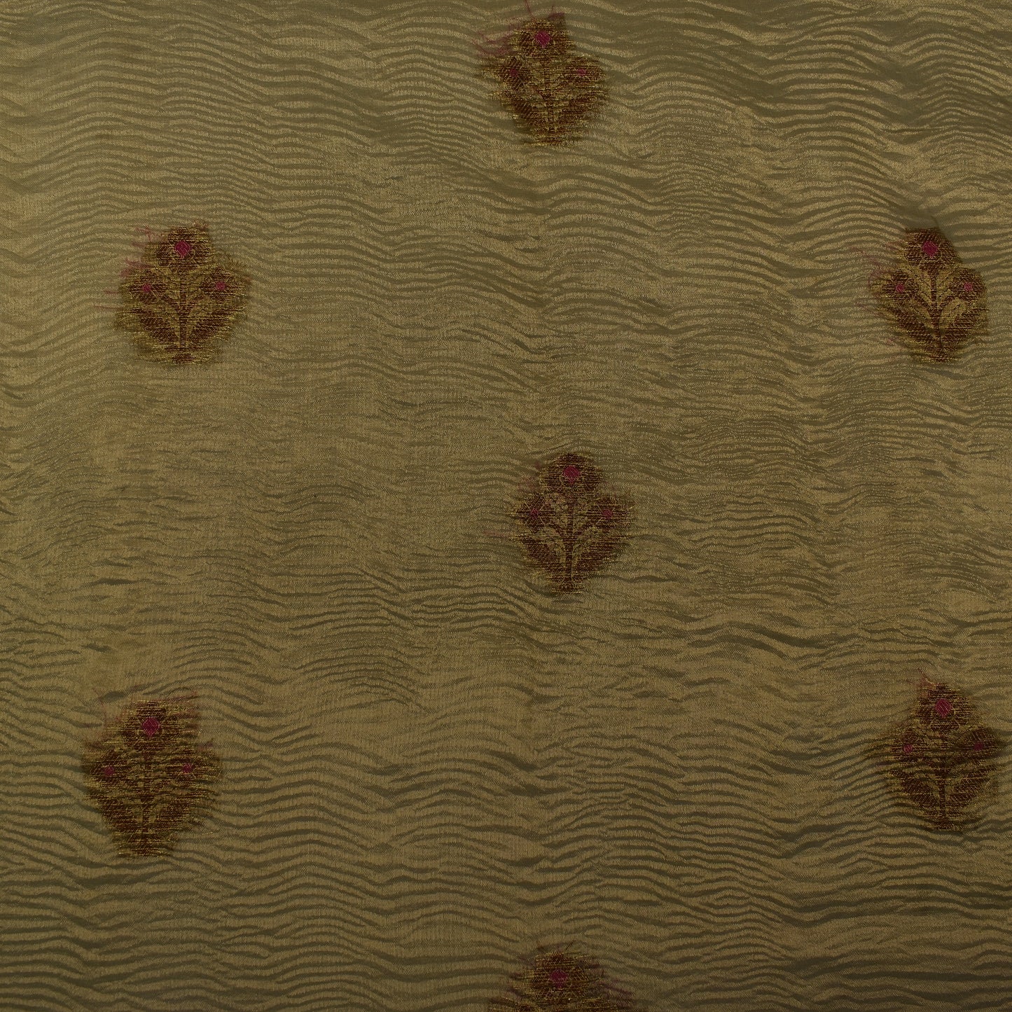 Dirt Brown Color Crush Tissue Boota Fabric