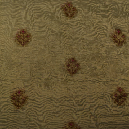 Dirt Brown Color Crush Tissue Boota Fabric