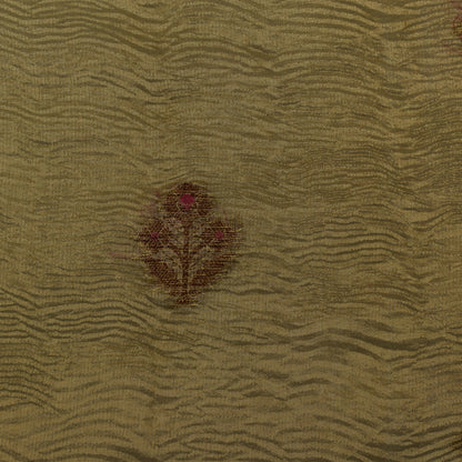 Dirt Brown Color Crush Tissue Boota Fabric