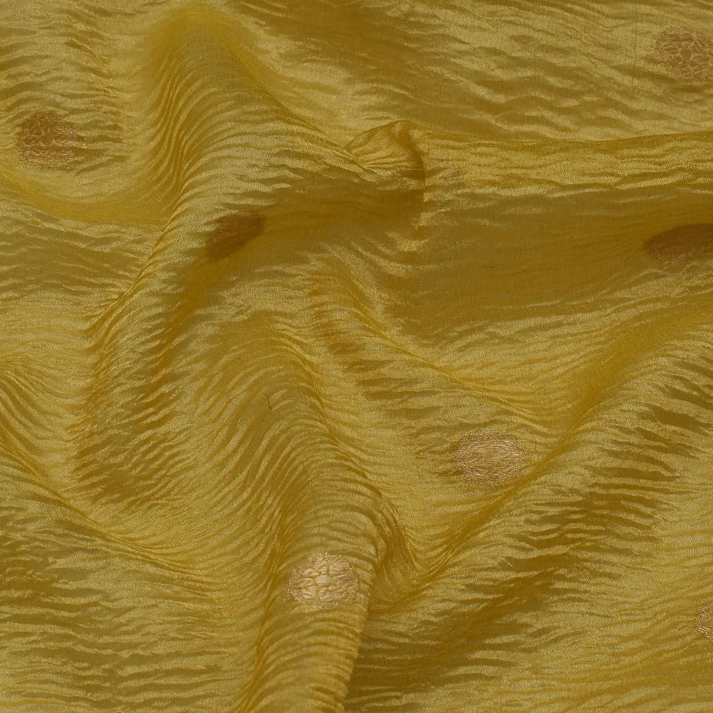 Yellow Color Crush Tissue Booti Fabric