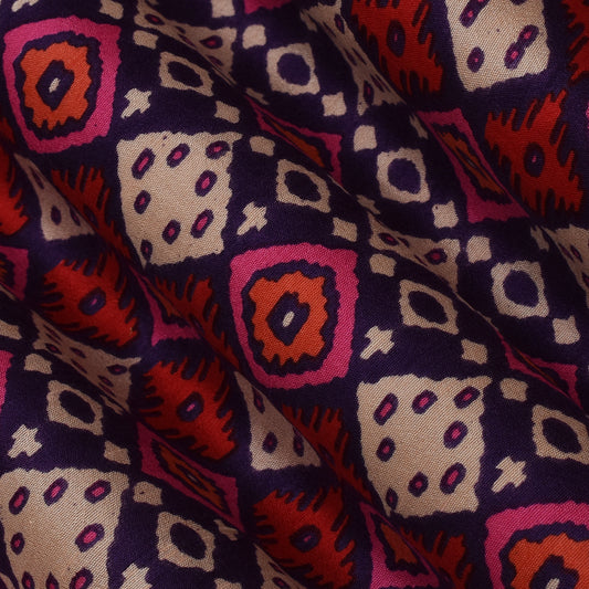 Multicolor Slub Chanderi Print Fabric