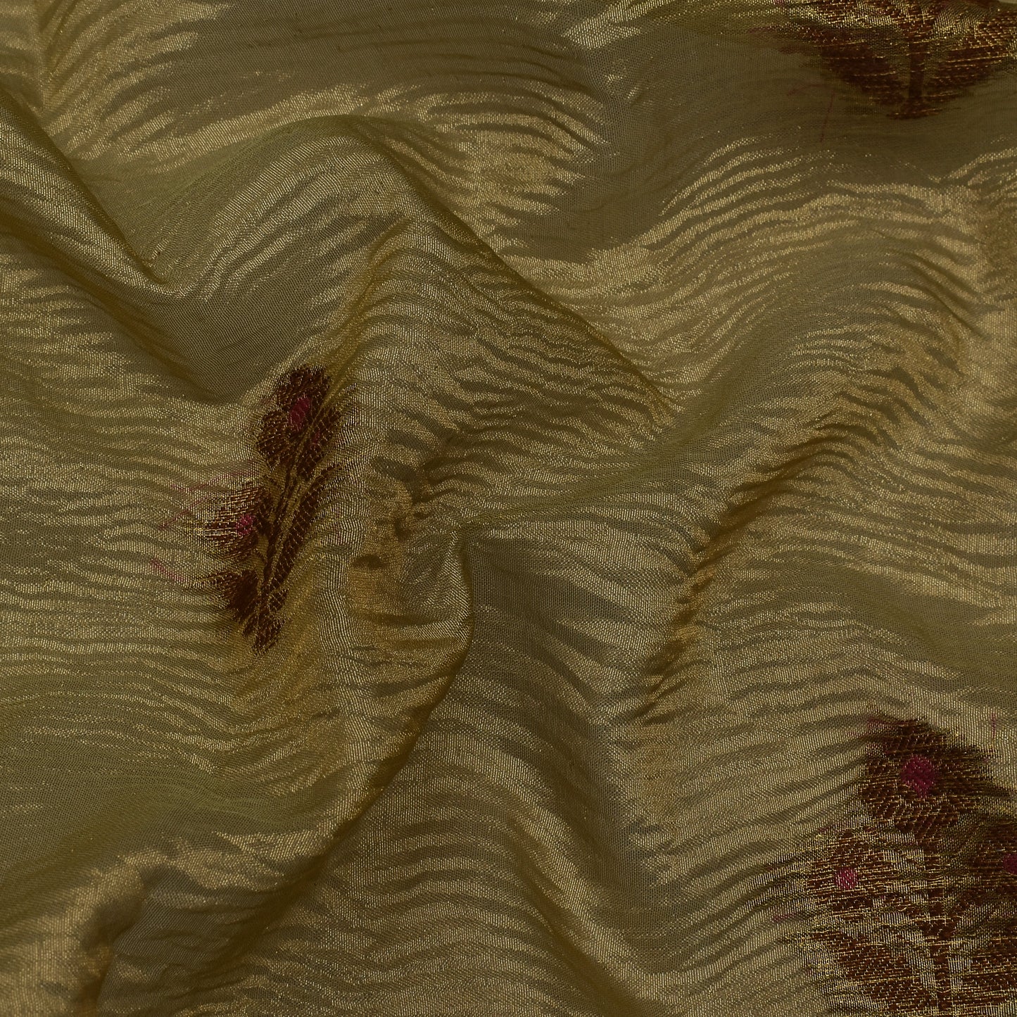 Dirt Brown Color Crush Tissue Boota Fabric