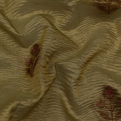 Dirt Brown Color Crush Tissue Boota Fabric