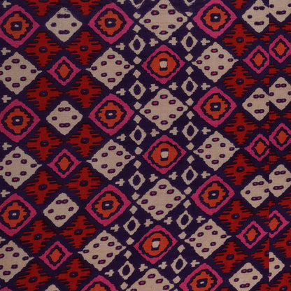 Multicolor Slub Chanderi Print Fabric