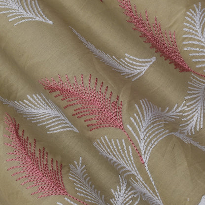 Cream Color Cotton Plazo Embroidery Fabric