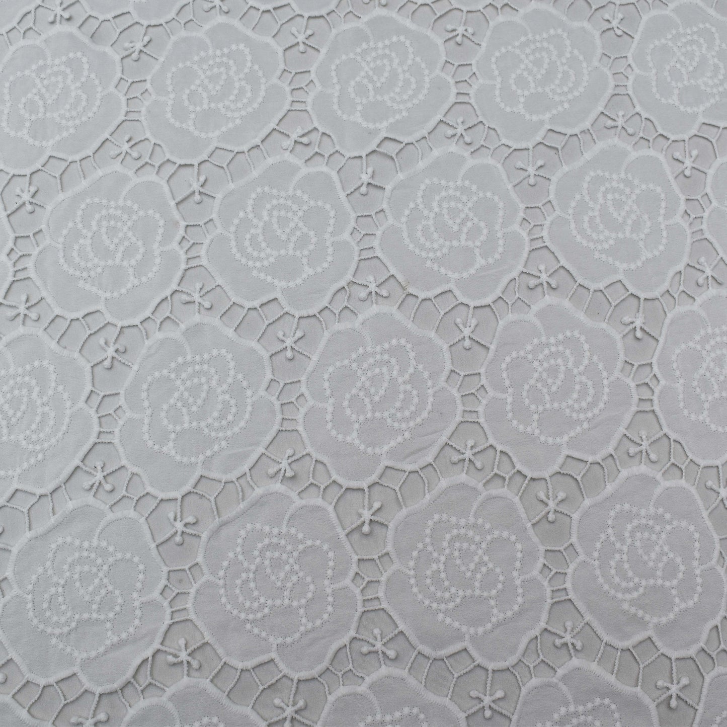 White Color Crepe Chikan Fabric