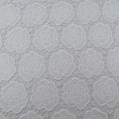 White Color Crepe Chikan Fabric
