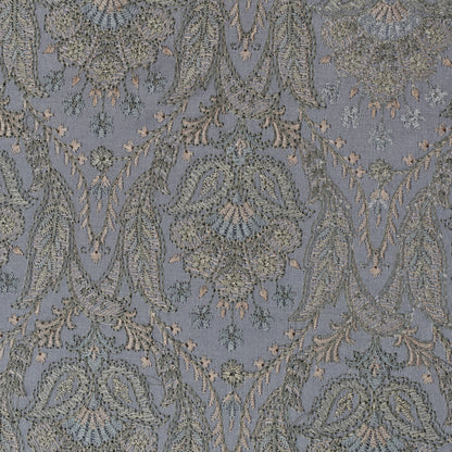 Grey Color Satin Brocade Embroidery Fabric
