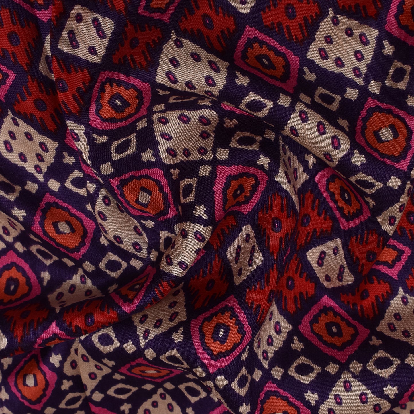 Multicolor Slub Chanderi Print Fabric