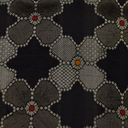 Black Color Katan Meena Brocade Fabric