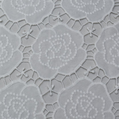 White Color Crepe Chikan Fabric