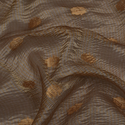 Beige Color Crush Tissue Booti Fabric