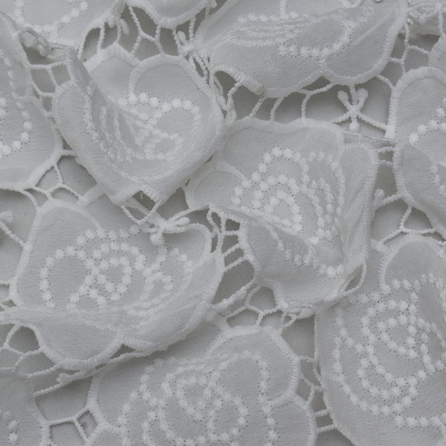 White Color Crepe Chikan Fabric