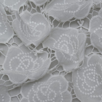 White Color Crepe Chikan Fabric