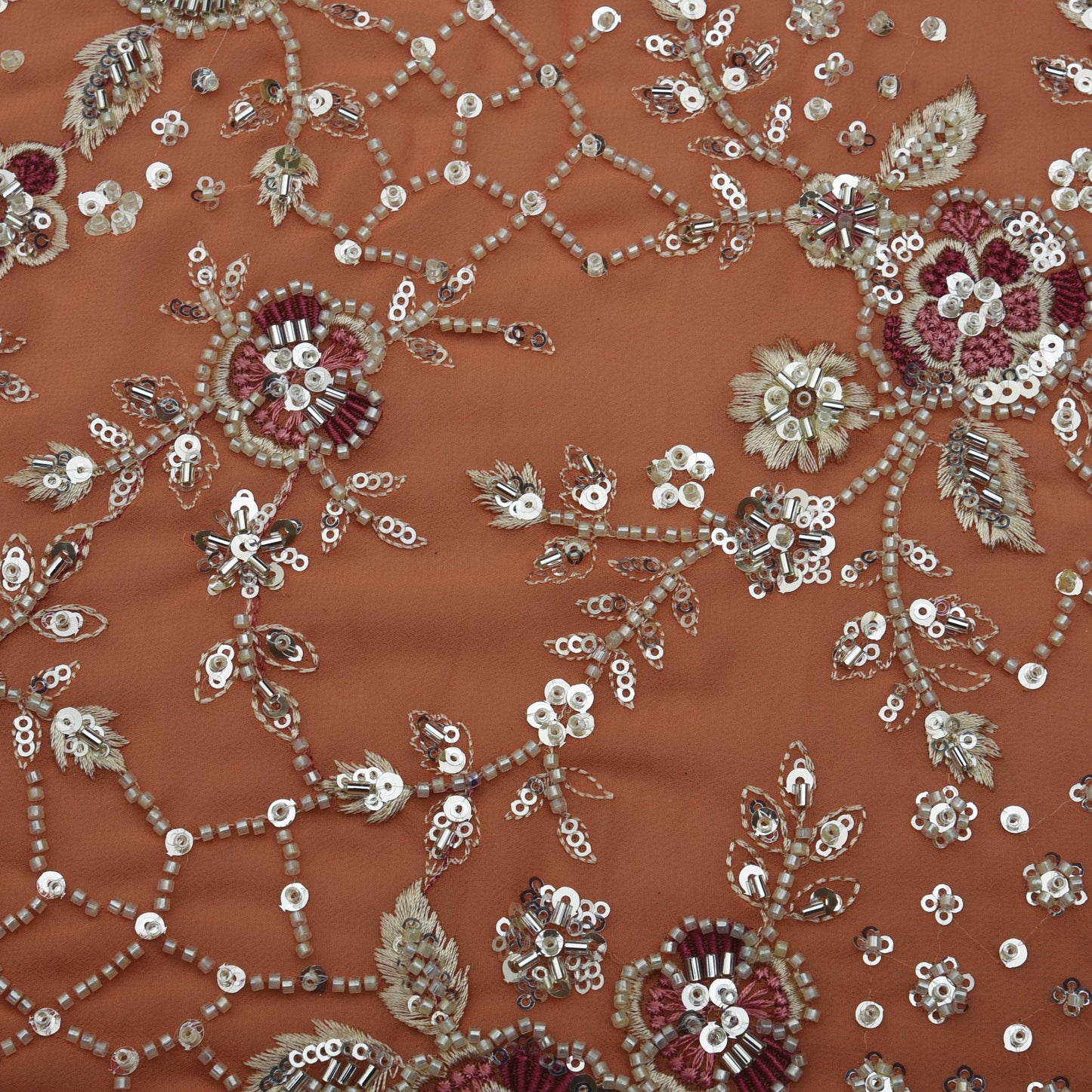 Georgette Sequins Embroidery Fabric