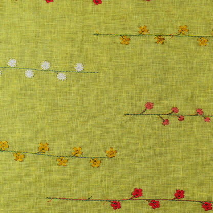 Lemon Color Linen Embroidery Fabric