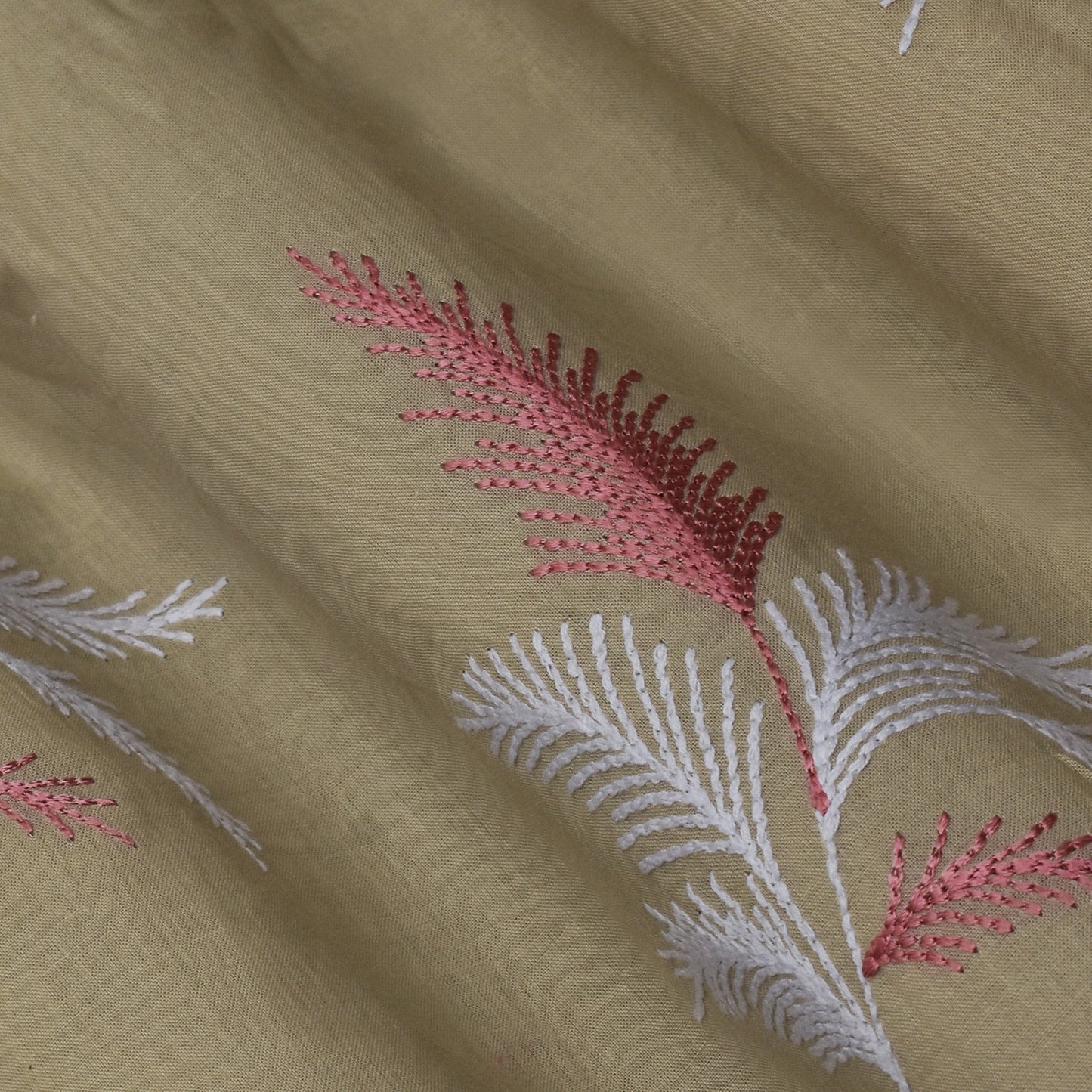 Cream Color Cotton  Embroidery Fabric