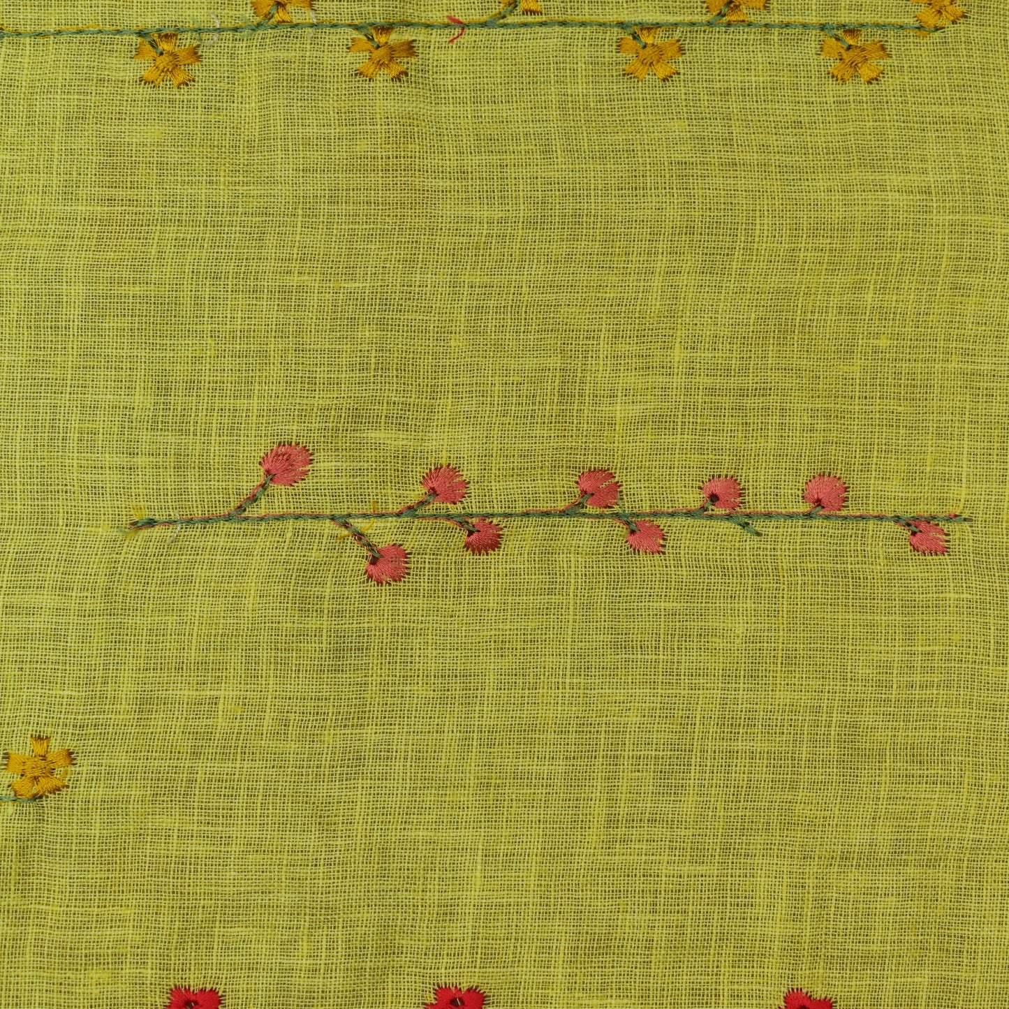 Lemon Color Linen Embroidery Fabric