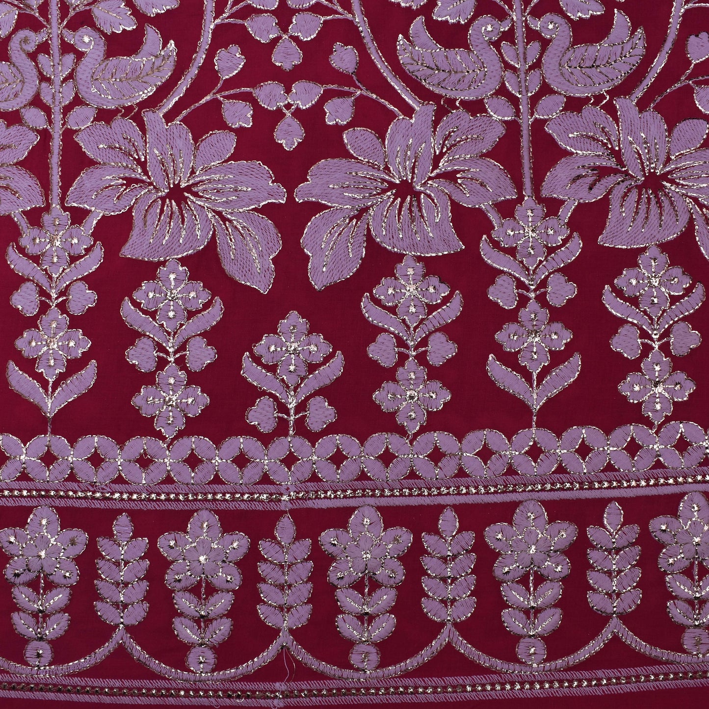 Colored Color Cotton Border Embroidery Fabric