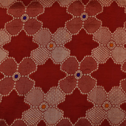 Red Color Katan Meena Brocade Fabric