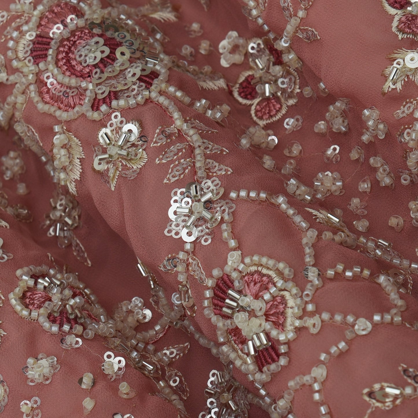 Georgette Sequins Embroidery Fabric