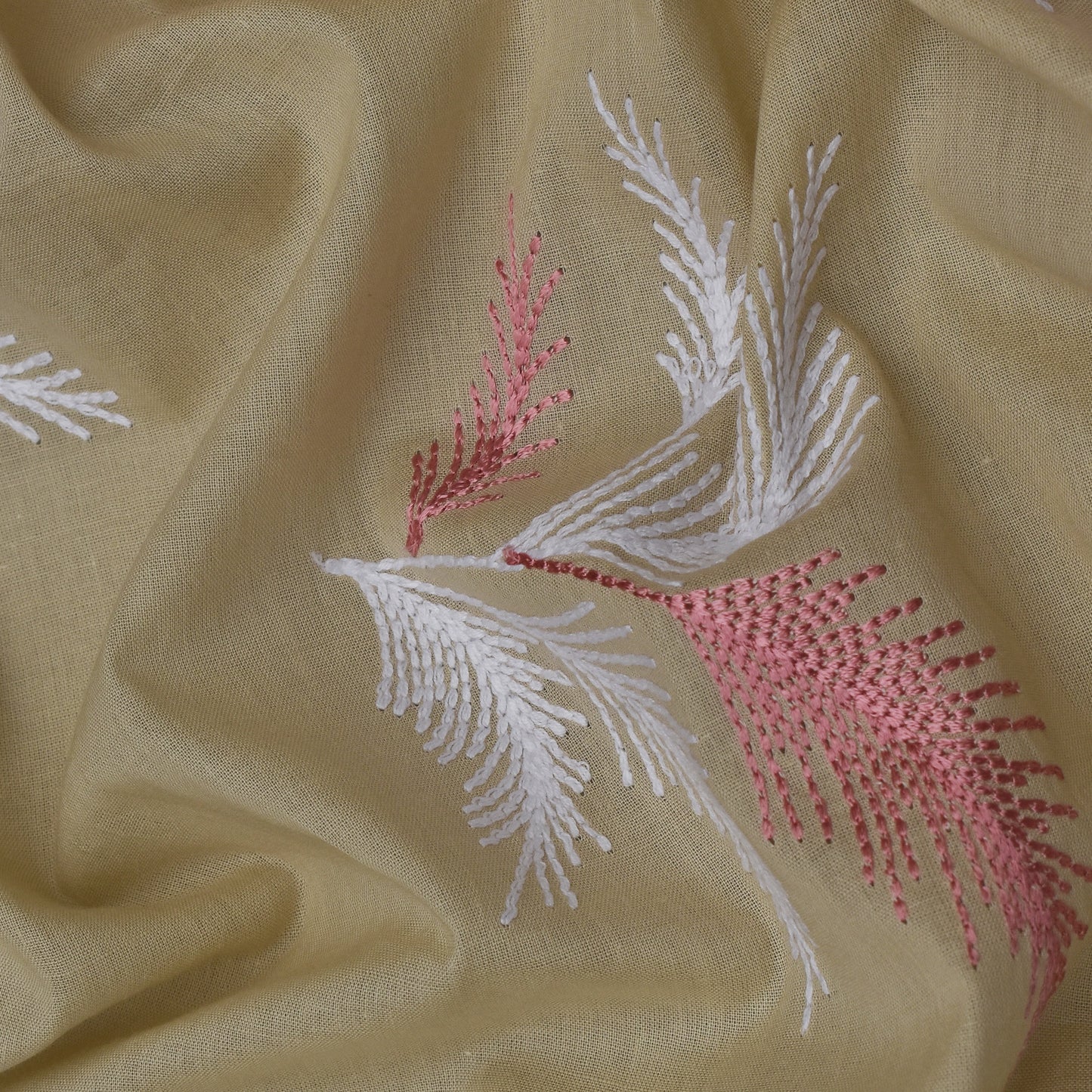 Cream Color Cotton  Embroidery Fabric