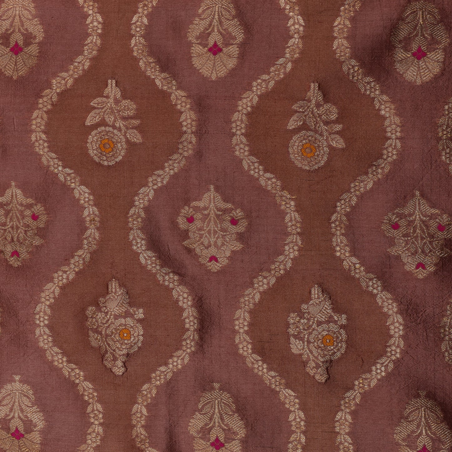 Peach Color Brocade Fabric