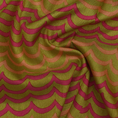 Multicolor Slub Chanderi Print Fabric