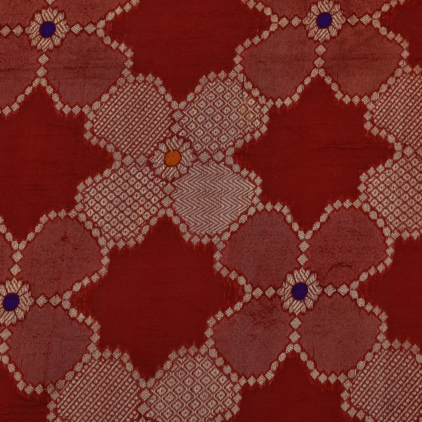 Red Color Katan Meena Brocade Fabric