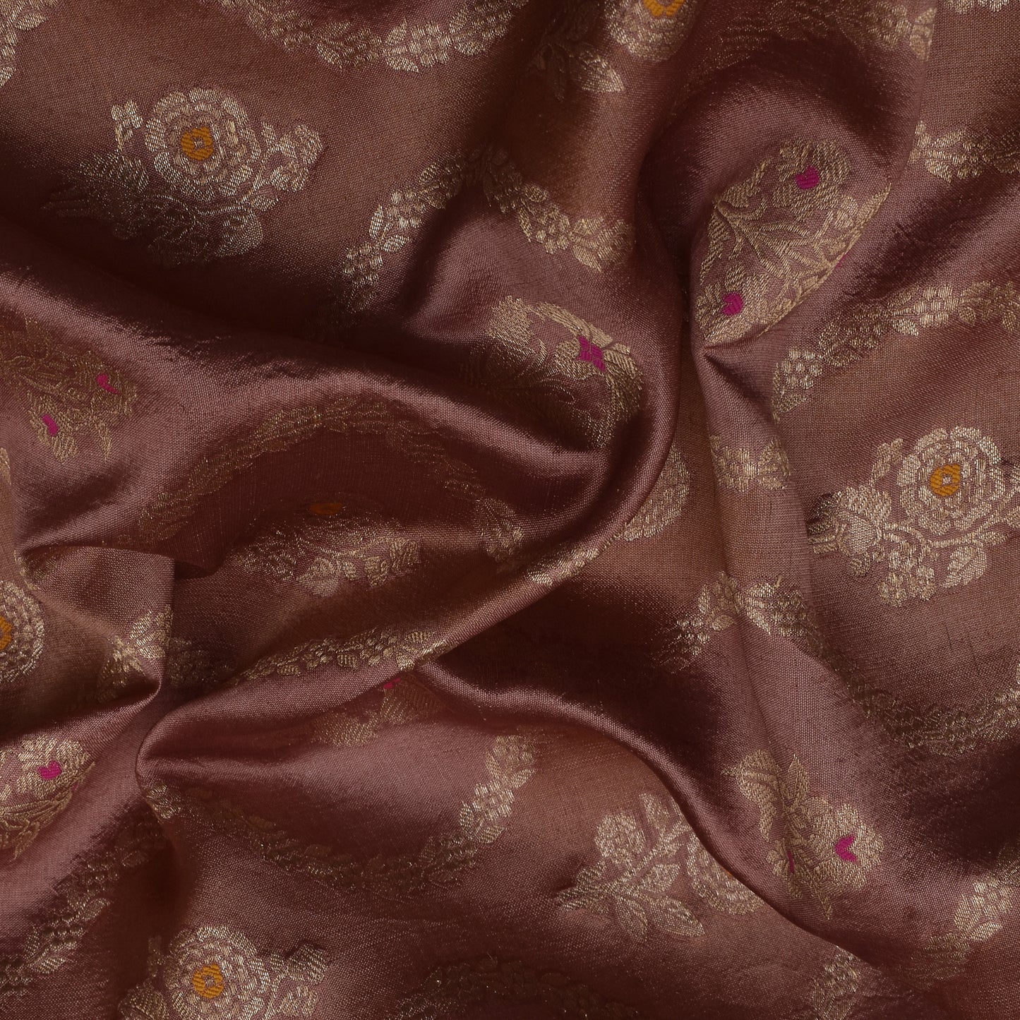 Peach Color Brocade Fabric