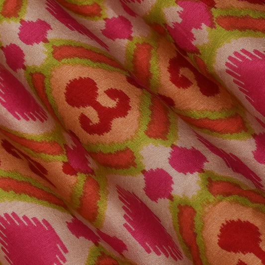 Multicolor Slub Chanderi Print Fabric