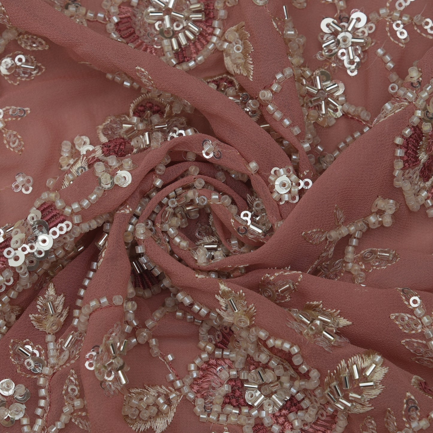 Georgette Sequins Embroidery Fabric