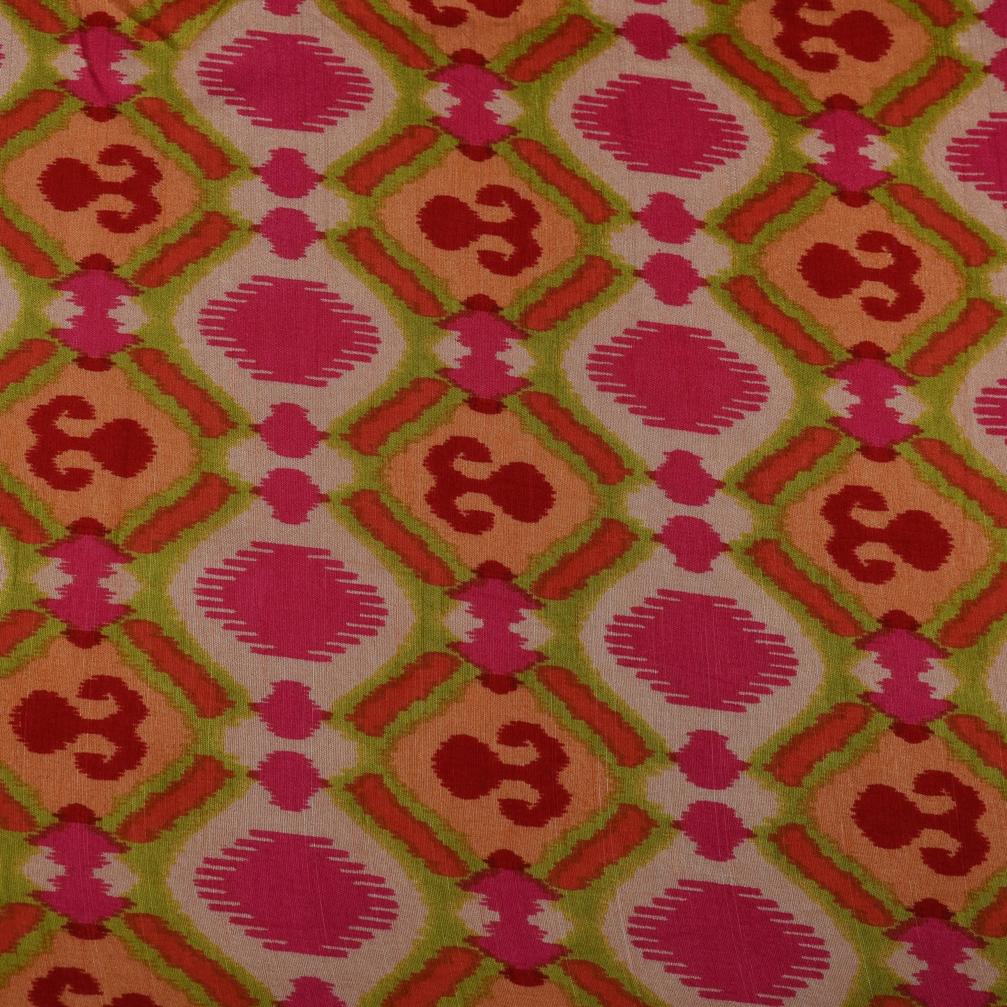 Multicolor Slub Chanderi Print Fabric