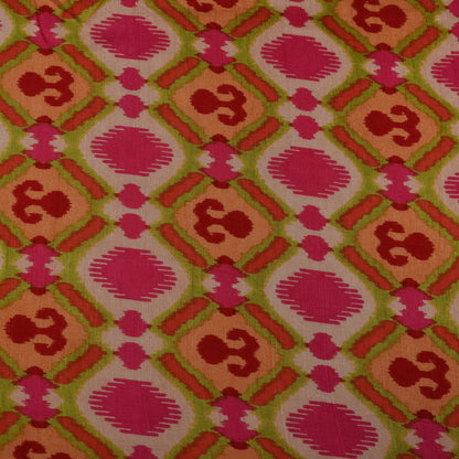 Multicolor Slub Chanderi Print Fabric