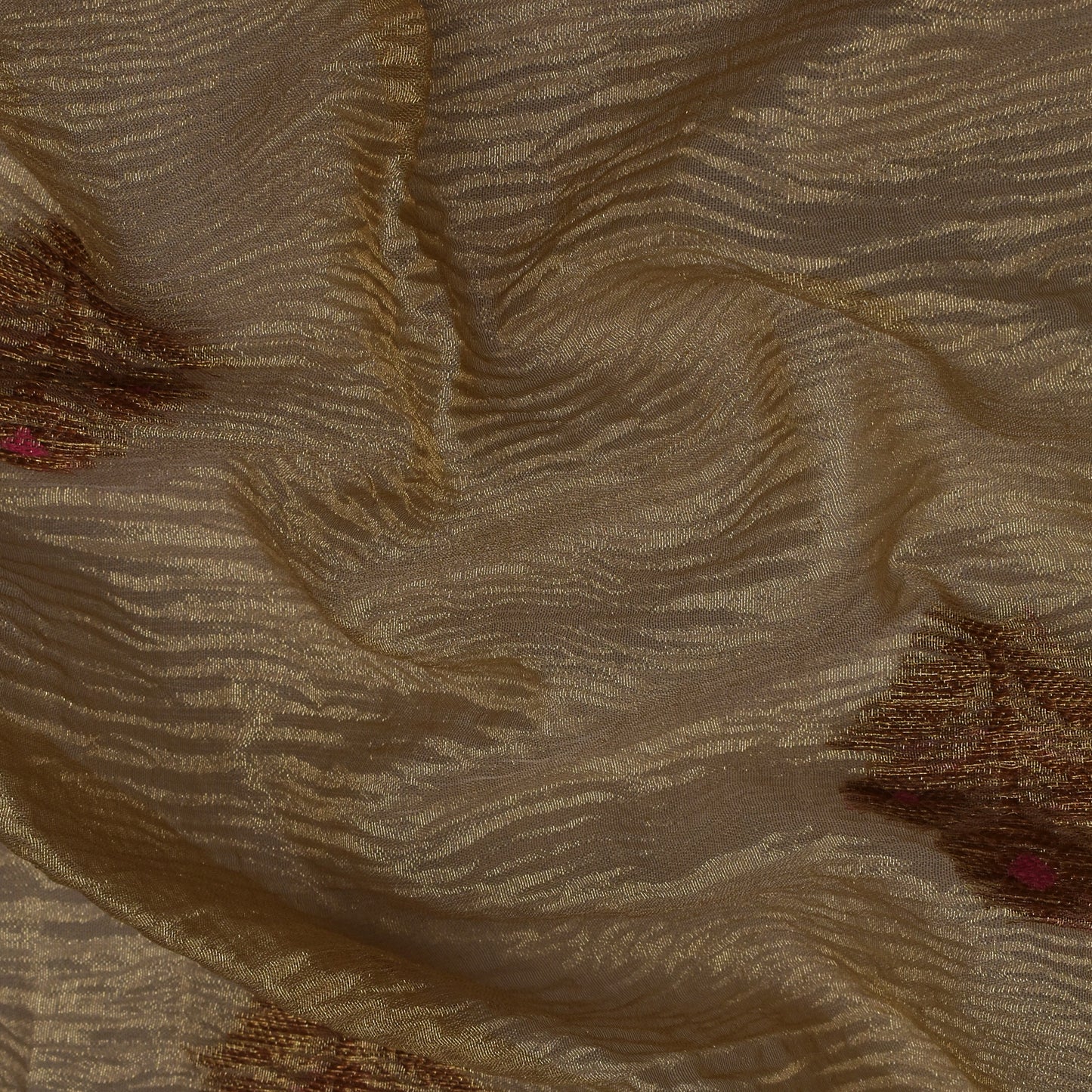 Brown Color Crush Tissue Boota Fabric