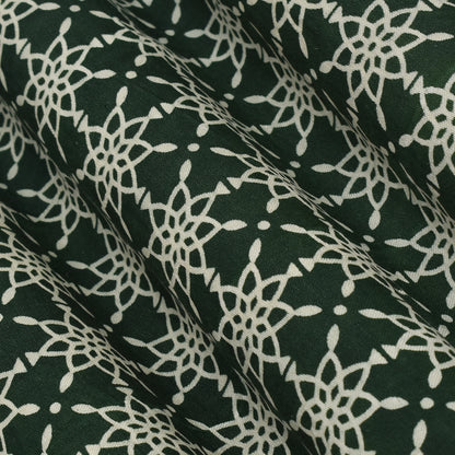 Dark Green Color Gajji Silk Print Fabric