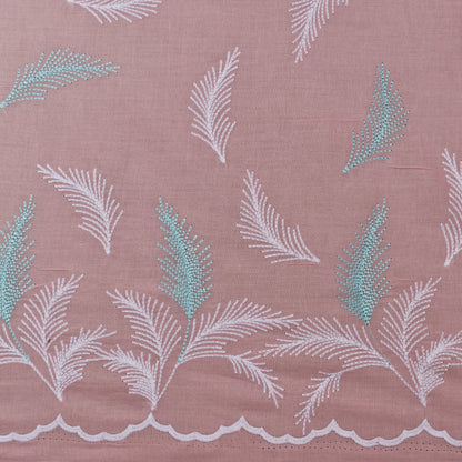 Pink Color Cotton Plazo Embroidery Fabric