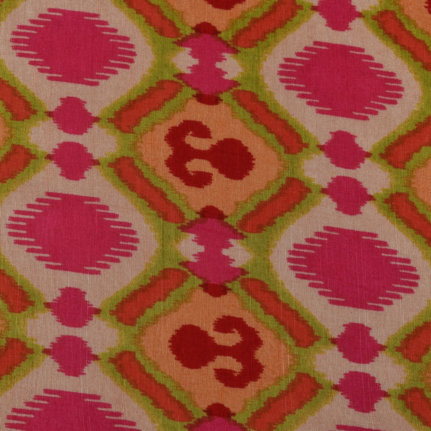 Multicolor Slub Chanderi Print Fabric