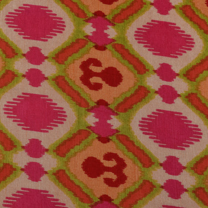 Multicolor Slub Chanderi Print Fabric