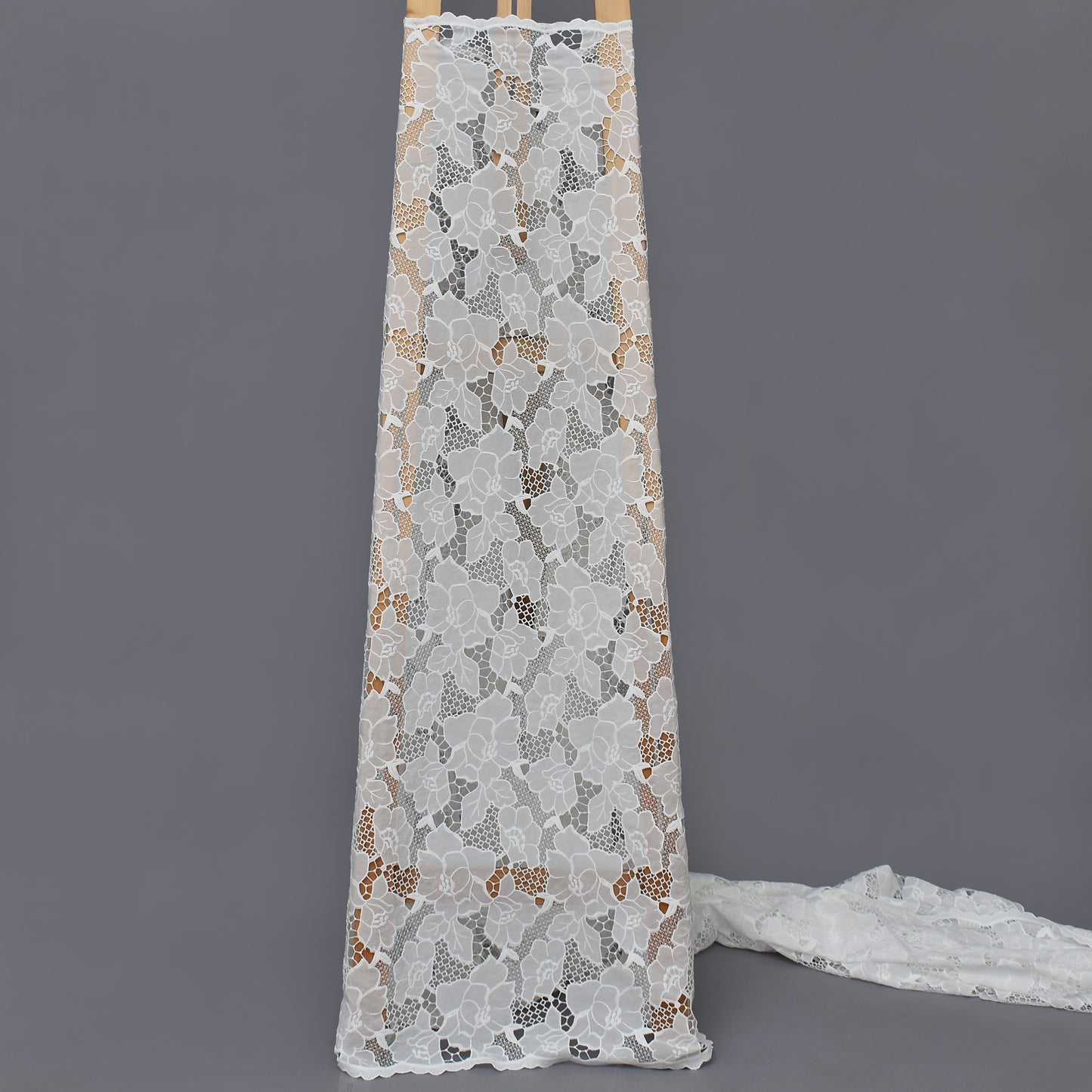 White Color Crepe Chikan Fabric