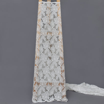 White Color Crepe Chikan Fabric