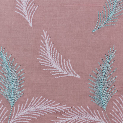 Pink Color Cotton Plazo Embroidery Fabric