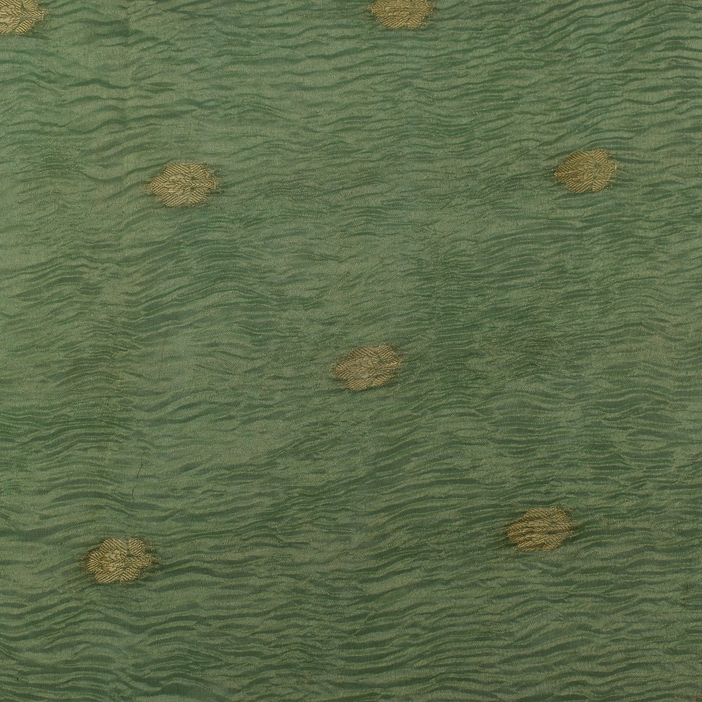 Greyish Green Color Color Crush Tissue Booti Fabric