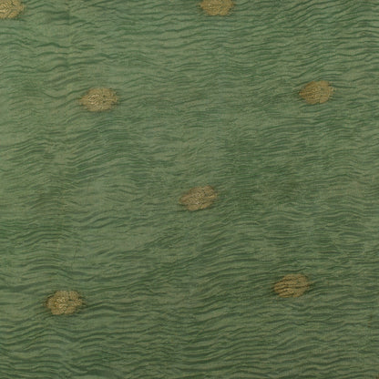 Greyish Green Color Color Crush Tissue Booti Fabric