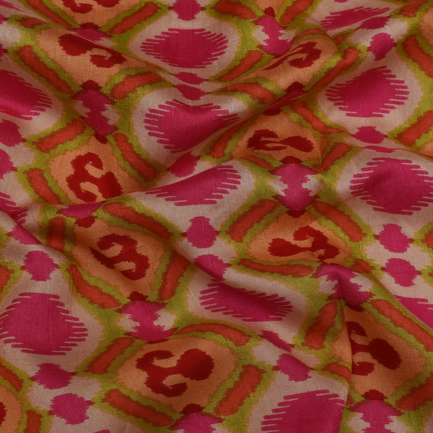 Multicolor Slub Chanderi Print Fabric