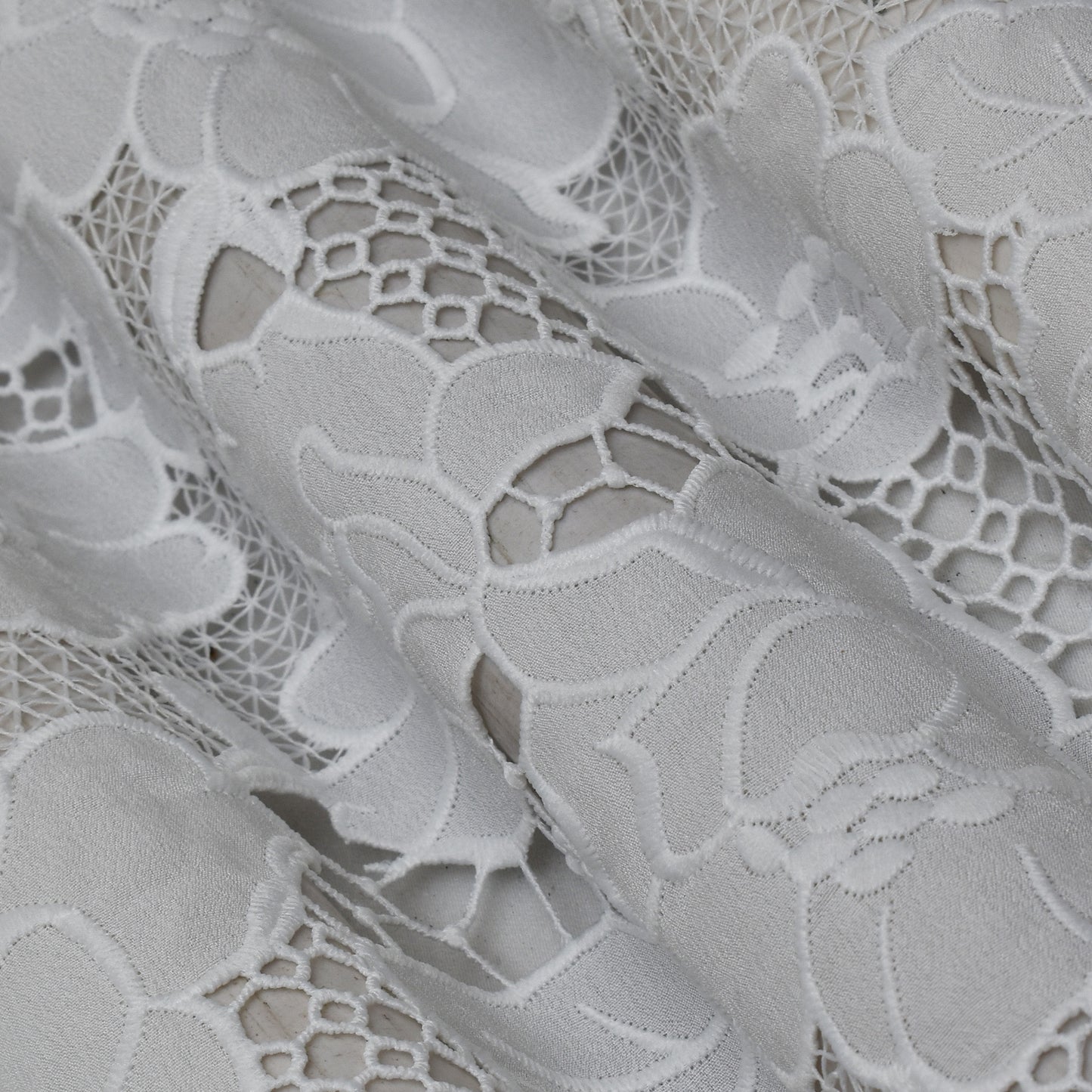 White Color Crepe Chikan Fabric