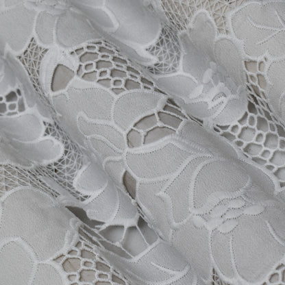 White Color Crepe Chikan Fabric