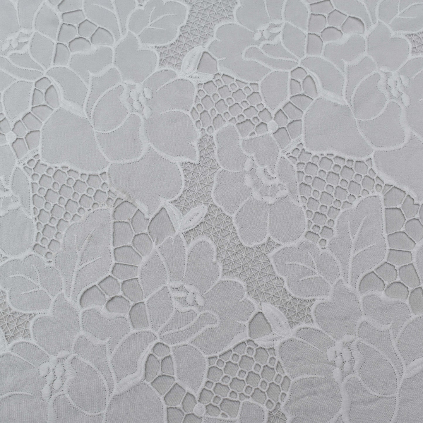 White Color Crepe Chikan Fabric